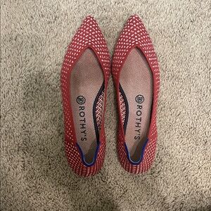 Rothy's Red and White Patterned Flats